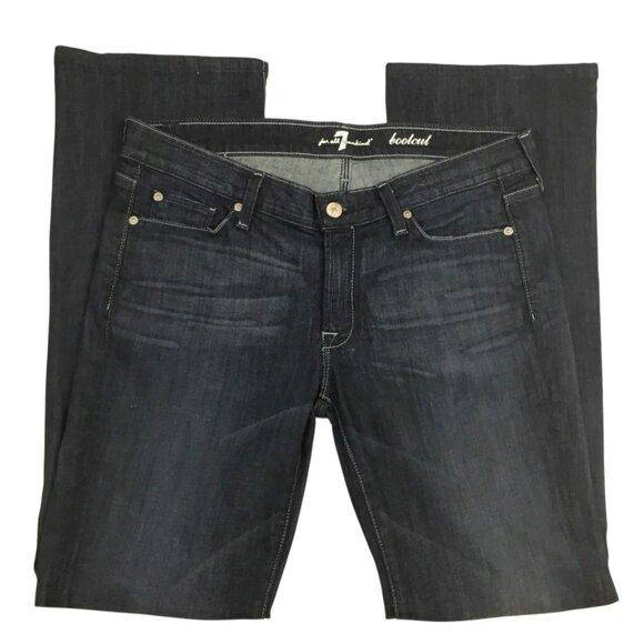 7 For All Mankind Womens 31 Bootcut Jeans Dark Wash Denim Cotton/Spandex Blend - Picture 3 of 12